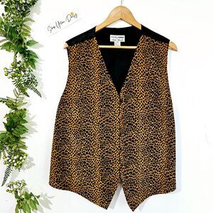 Vintage 80s Focus 2000 Charles Glueck Cheetah Print Vest Sz 24W 100% Cotton~V2.9